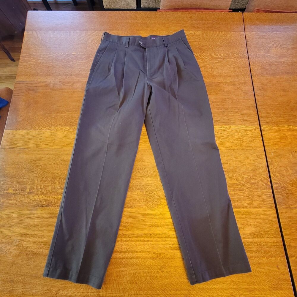 Nordstrom Smartcare Brown Pleated Dress Pants Cotton Stain Resistant